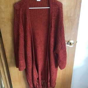 Long orange cardigan